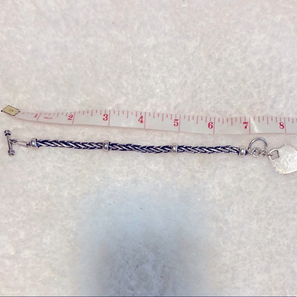 Sterling Silver Toggle Bracelet with heart charm - Picture 4 of 8